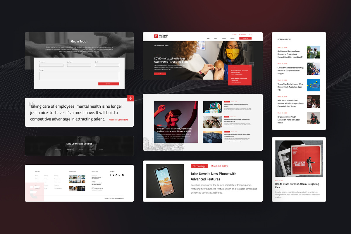 Clean Newspaper & Magazine Website, an UI Kit Template by peterdraw (Photo 3 of 10)