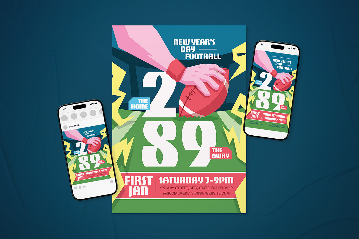New Year's Day Football Flyer Set, a Flyer Template by The Good Store (Photo 1 of 2)