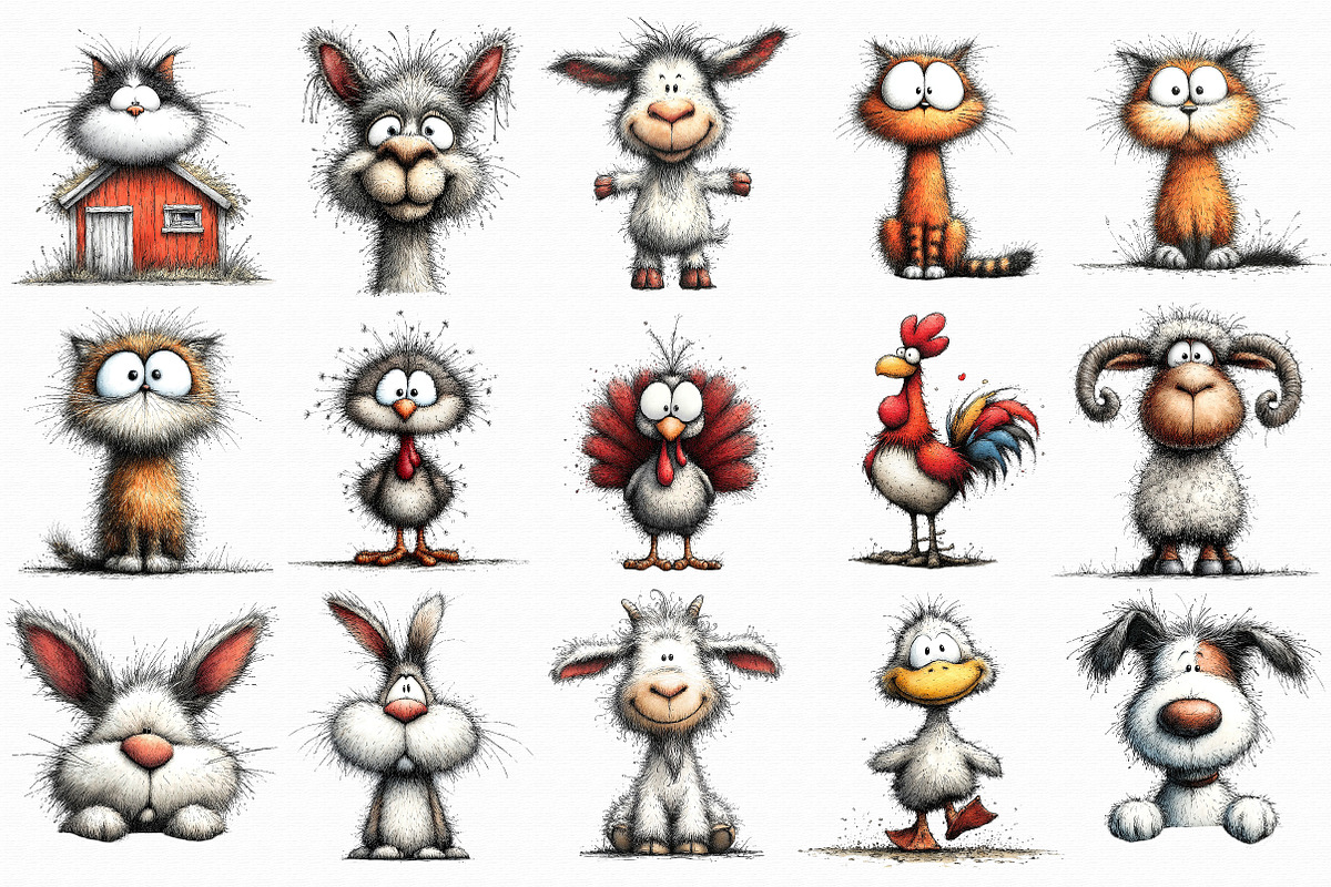 Quirky Farm Animals PNG Clipart, an Illustration by Libby Wishes (Photo 4 of 6)
