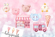 Watercolor Ice cream Clip Arts #2, an Animal Illustration by Whimseez (Thumbnail 4 of 4)
