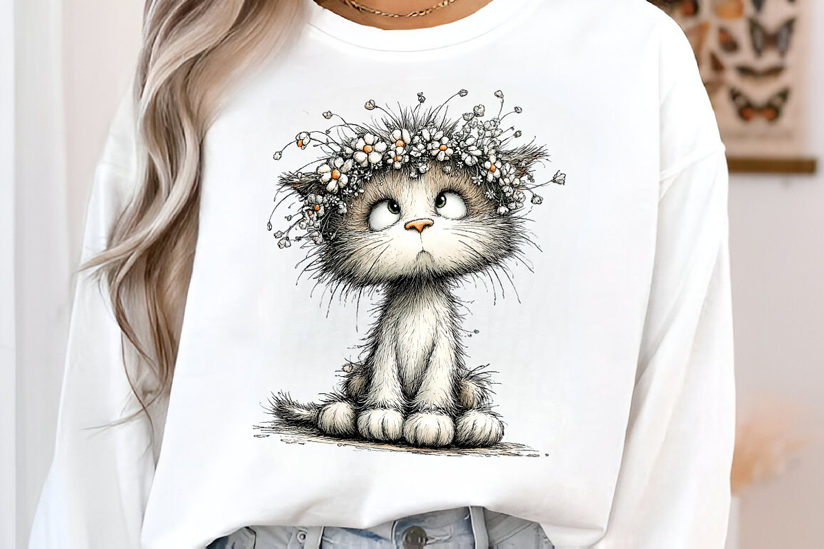 Whimsical floral spring cat clipart, an Illustration by SinaCreation (Photo 7 of 11)