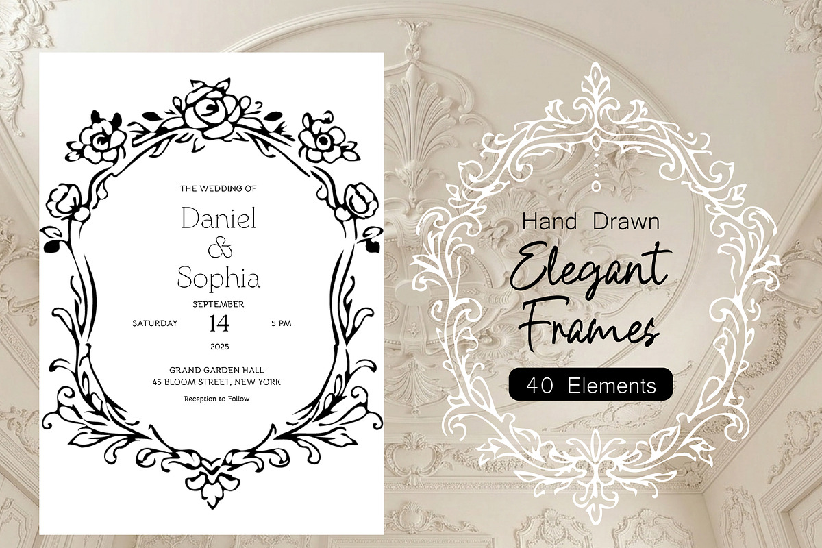 Hand Drawn Vintage Floral Frames, an Object Graphic by DreamoraArt (Photo 2 of 9)