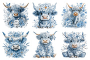 Whimsical Highland Cow Clipart, a Seasonal Illustration by Daily.Designs (Thumbnail 2 of 5)