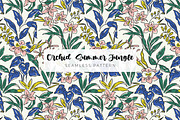 Hand-Drawn Orchid & Jungle Leaves, a Pattern Graphic by ASTUDIO (Thumbnail 6 of 8)