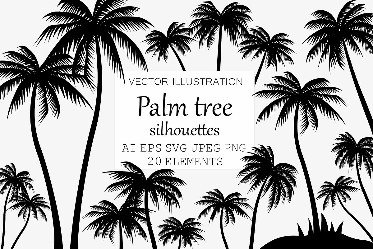 Palm trees silhouettes graphics SVG, an Illustration by IrinaShishkova (Photo 1 of 4)