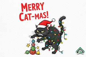 MERRY CAT-MAS PNG, an Illustration by Craft Nest