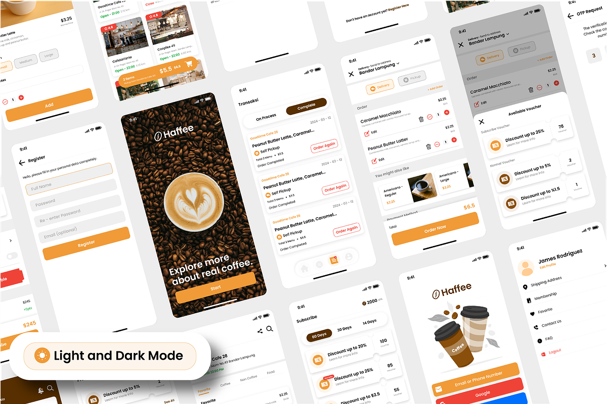 Haffee - Coffee Shop Mobile UI Kit, an UI Kit Template by ArbaStudio (Photo 2 of 4)