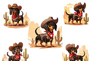 Vintage Cowboy Dog Clipart Bundle, an Animal Illustration by Design Scotch (Thumbnail 4 of 8)