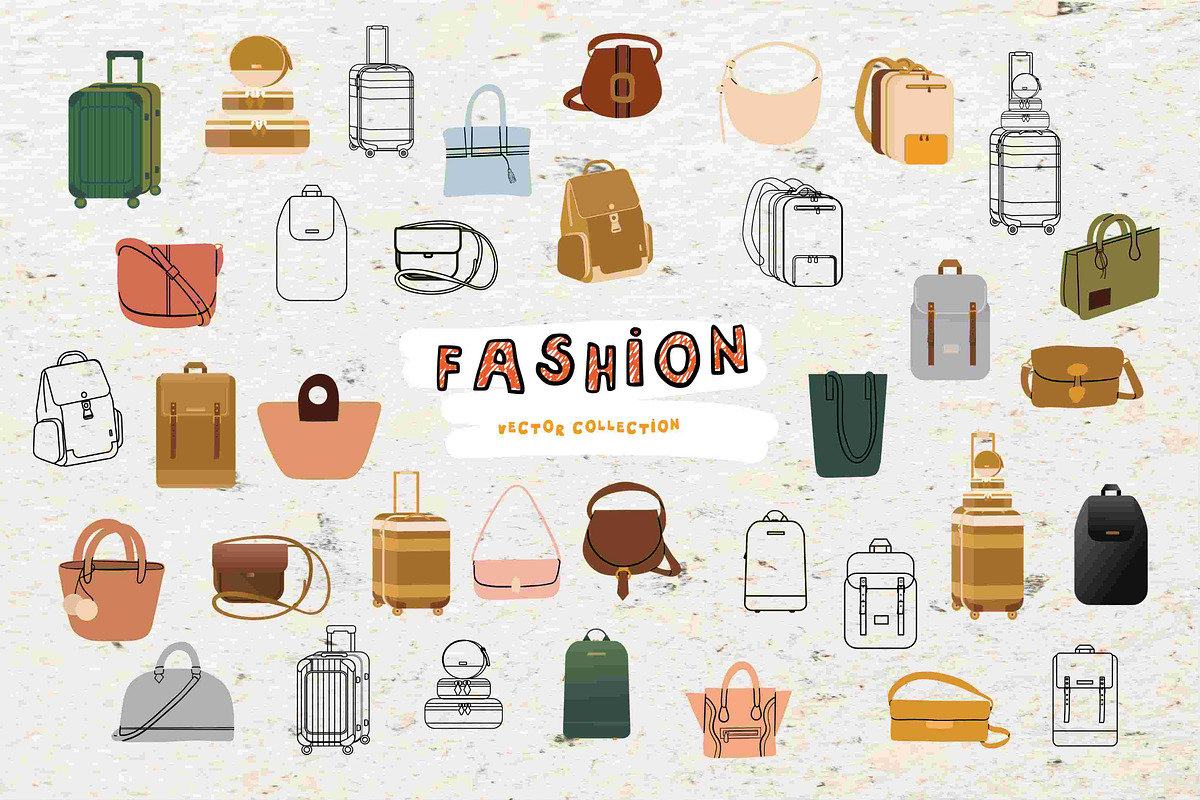 Fashion Vector Collection + Font, a Decorative Illustration by Anada Arty (Photo 2 of 10)