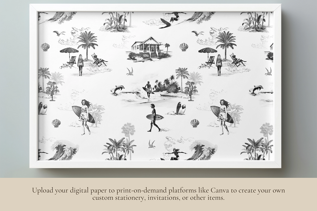 The Surfer Toile de Jouy Pattern, a Background Graphic by Hughes Studio (Photo 7 of 13)