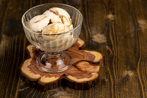 icecream with natural maple syrup , delicious ice cream with sugar sweet syrup, a Photo by rsoollAI