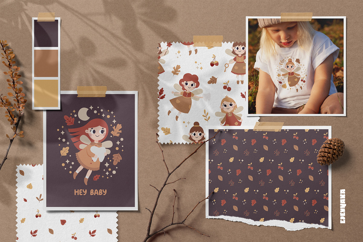 Kids Fairy. Clipart & Patterns, a Seasonal Illustration by Ejevyaka (Photo 2 of 14)