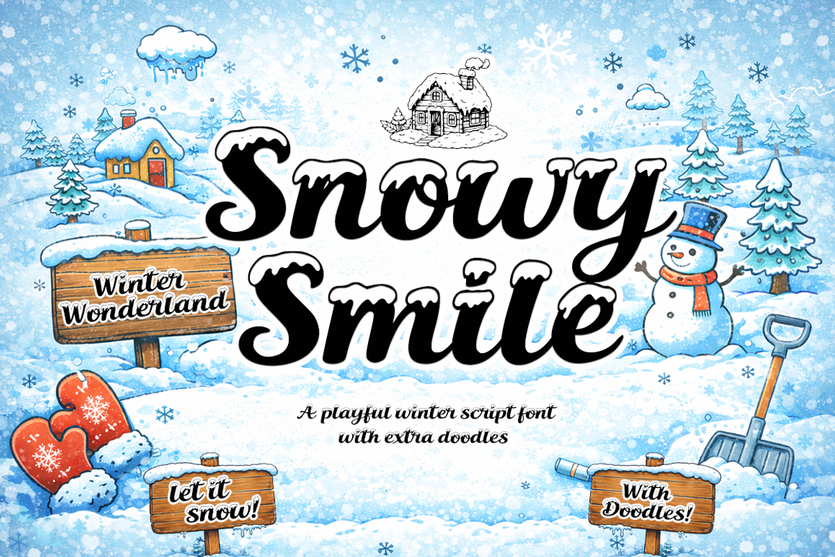 Snowy Smile – Playful Winter Script, a Script Font by cocodesign (Photo 1 of 7)