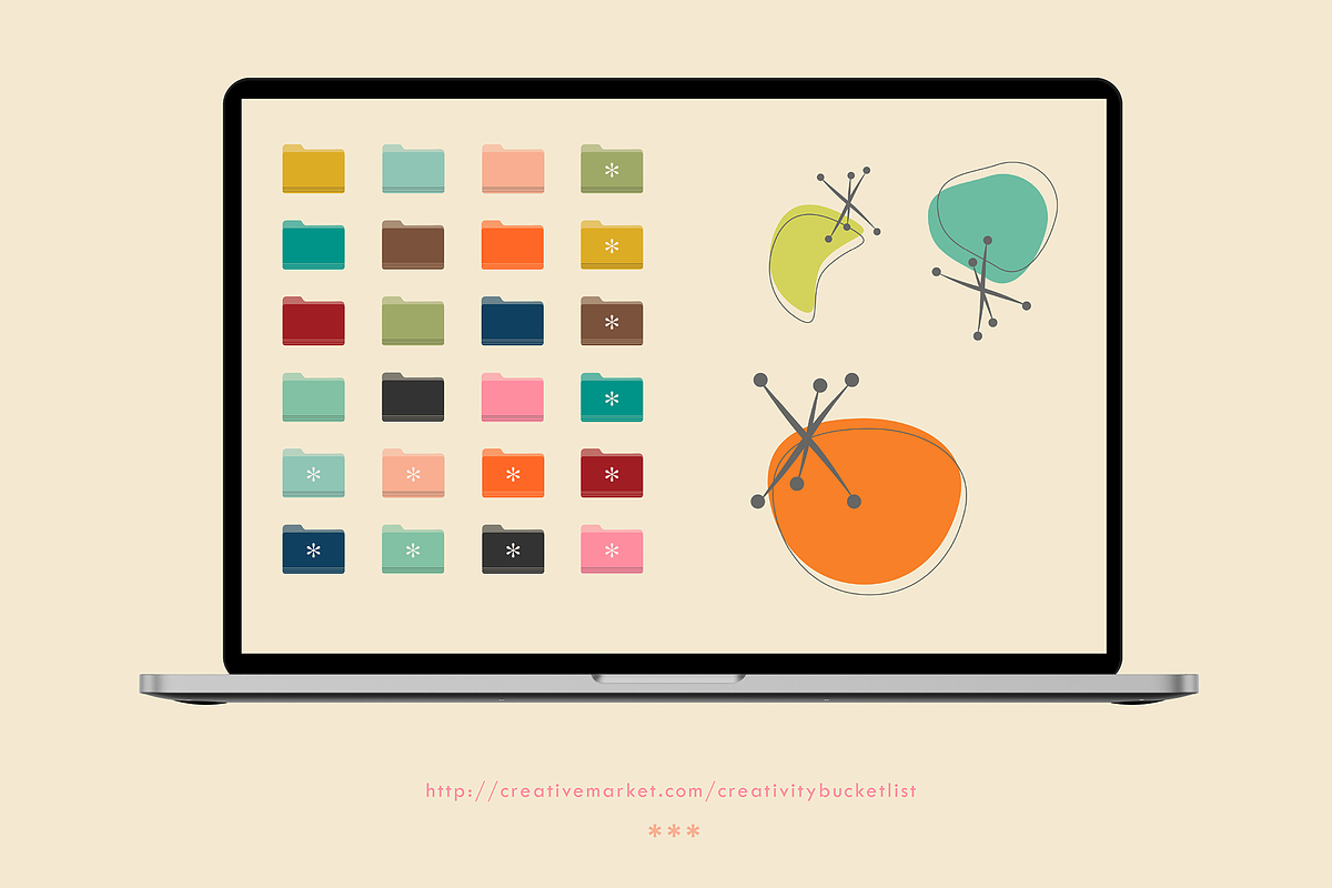 Mid-Century Desktop Folder Icons, an Icon by Creativity Bucketlist (Photo 3 of 3)