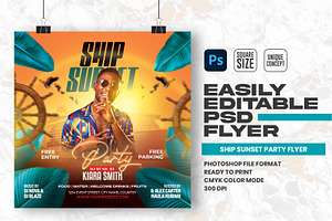 Ship Sunset Party Flyer Design, a Flyer Template by Shajib Shikder