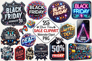 Black Friday Sale Clipart Bundle PNG, an Illustration by RobertsArt