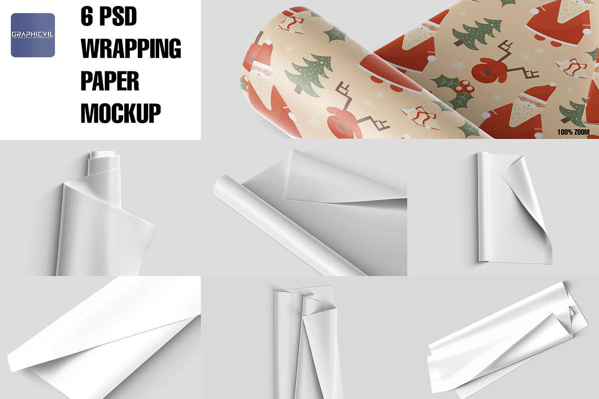 Wrapping Paper Mockup 6 PSD, a Household Mockup by GraphicVil (Photo 2 of 9)