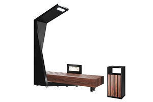Solar outdoor bench, a Furniture 3D Model by Archidizer