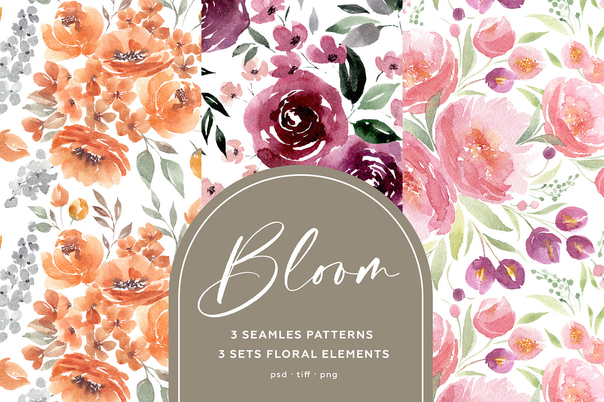 Bloom. Patterns & floral clipart, a Pattern Graphic by Tilling (Photo 1 of 8)