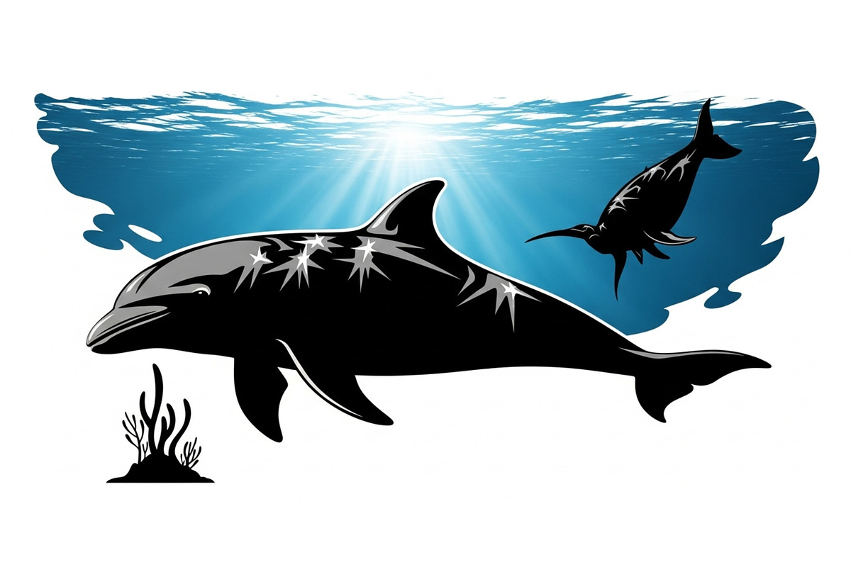 Dolphin Jumping Silhouette Vector bu, an Illustration by Designs_River (Photo 37 of 48)