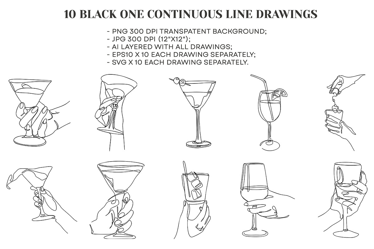 One line Drawings: Alcohol Cocktails, an Object Illustration by Artalia (Photo 5 of 6)