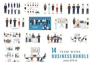 14 Business Bundle Characters Vector