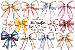 Baseball Coquette Bow Clipart, an Illustration by OK Design