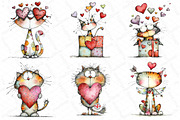 Quirky Valentine Cats Clipart, an Illustration by DreamPrint404 (Thumbnail 6 of 6)