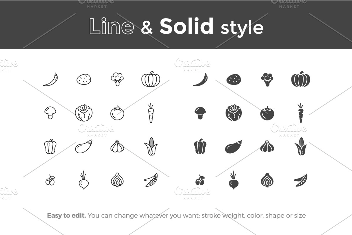 Vegetables Icons preview 2