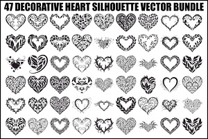 Decorative Heart Silhouette Bundle, an Illustration by Designs_River