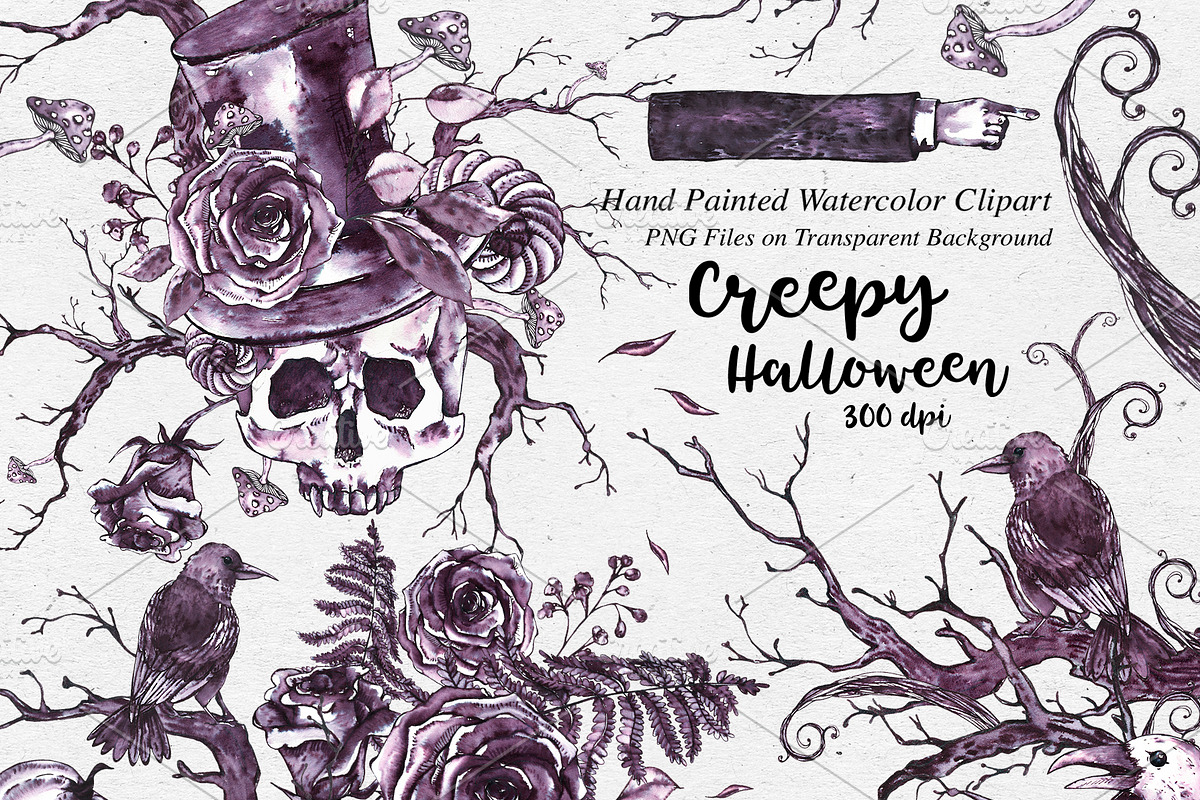 Creepy Halloween Clipart, a Seasonal Illustration by Depiano (Photo 1 of 10)