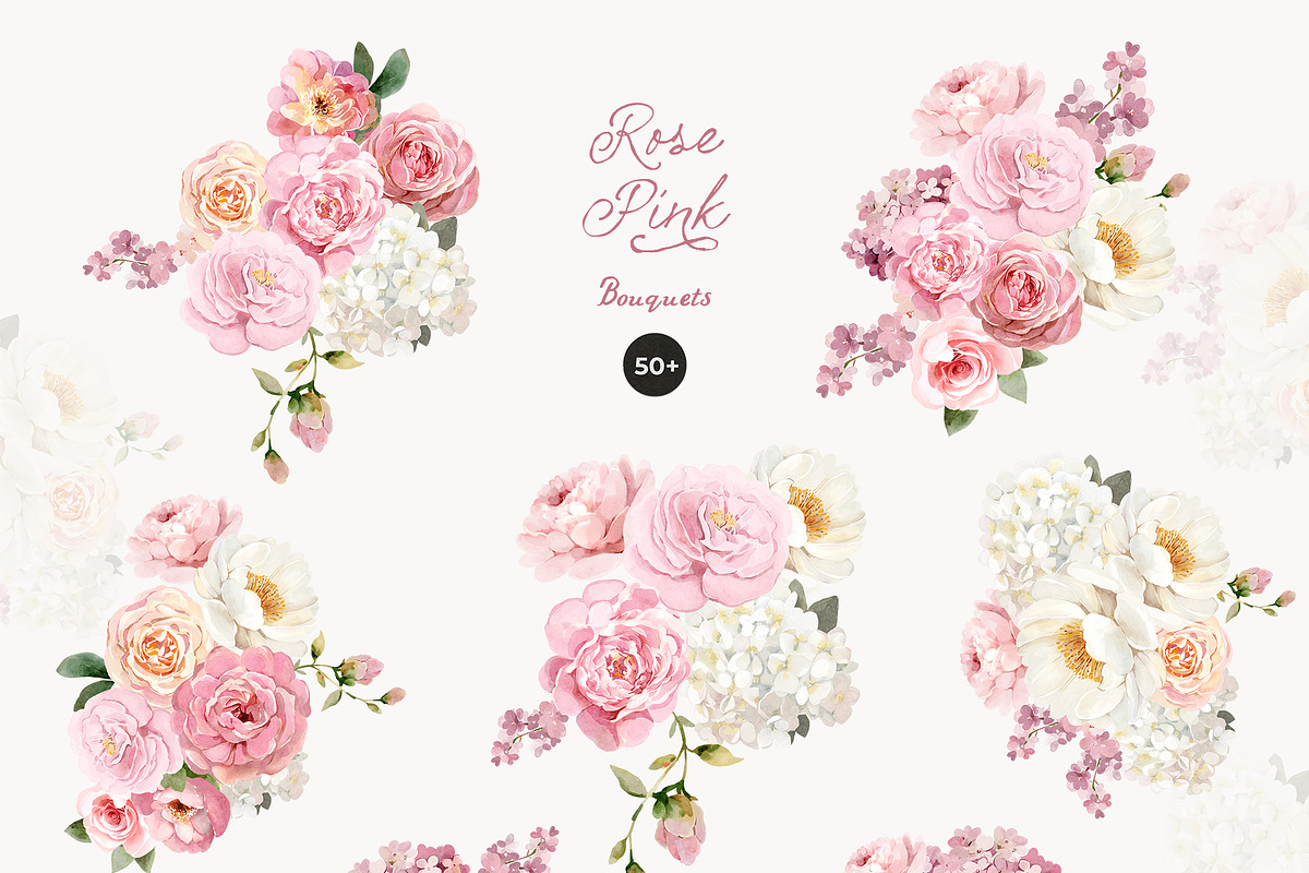 Rose Pink Watercolor Floral, a Decorative Illustration by Lana Elanor (Photo 3 of 14)