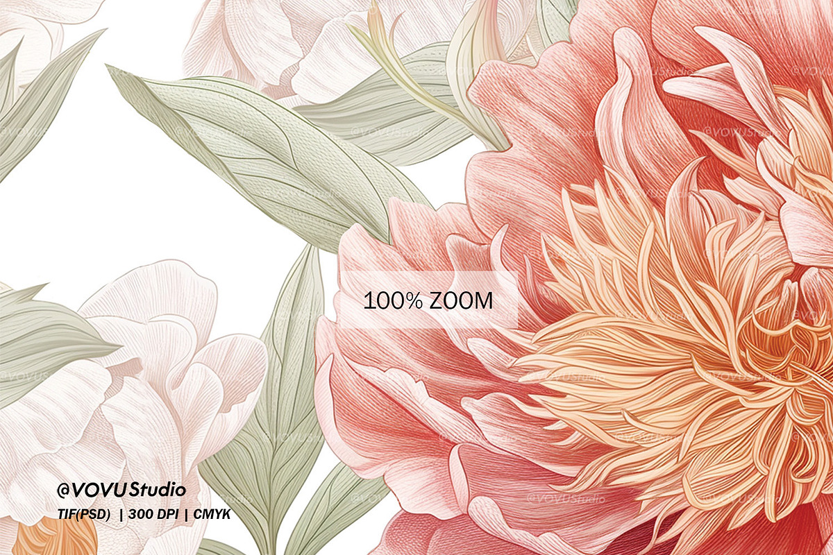 Elegant Peonies Print Pattern Design, a Pattern Graphic by VOVU Studio (Photo 3 of 9)