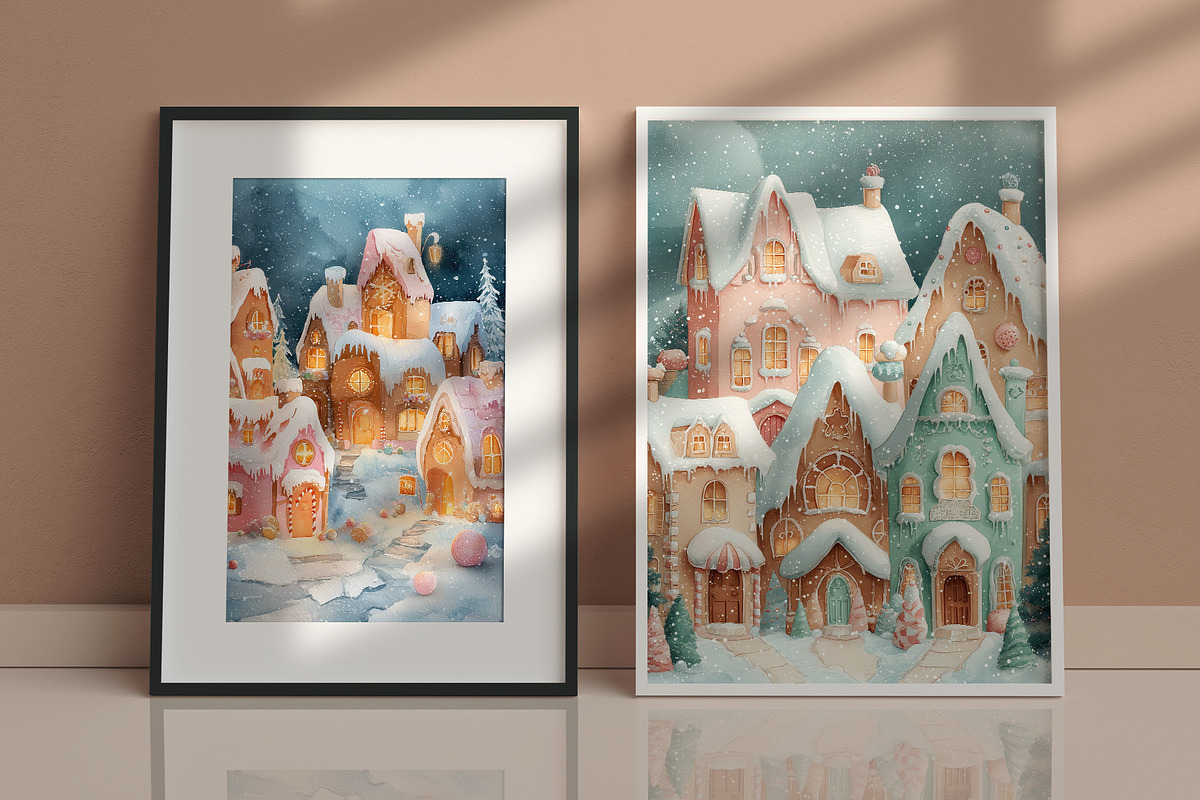 Christmas Snowy Cottage Illustration, a Decorative Illustration by Housui Patterns (Photo 8 of 9)