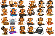 24 Cat DJ Clipart PNGs, an Animal Illustration by Pati Charm Studio (Thumbnail 2 of 8)