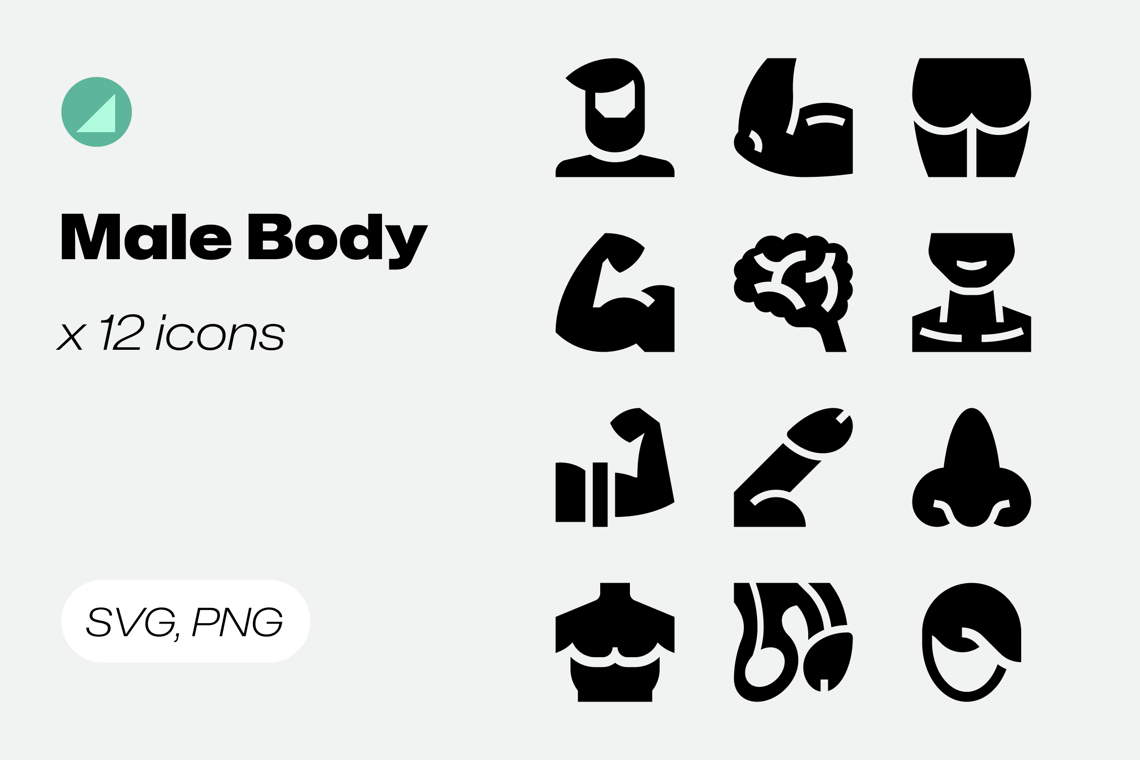 Basicons / People / Male Body Icons, a Solid Icon by EDT.Graphics