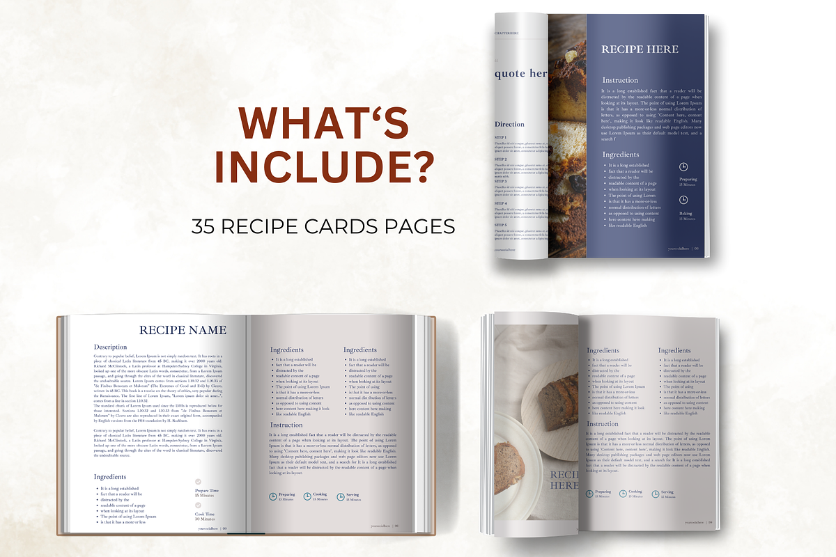 Blue Recipe Pages Canva Template, a Presentation Template by Digital By Nikoleta (Photo 6 of 16)