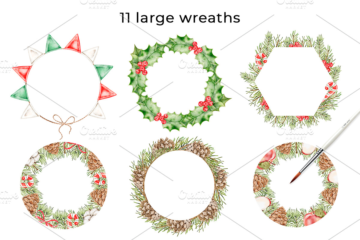 Xmas Watercolor Clipart, a Seasonal Illustration by Eves_Aquadreams (Photo 7 of 13)