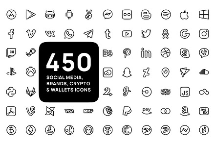 Social media, Brands, Wallets icons