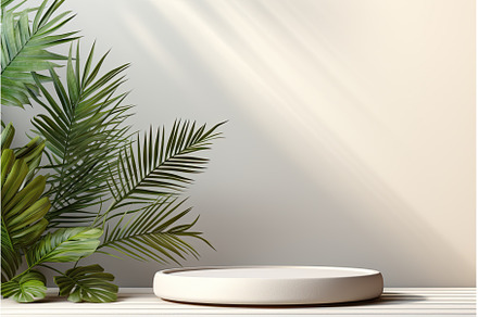 empty white podium mockup for, a Nature Photo by Neirfy
