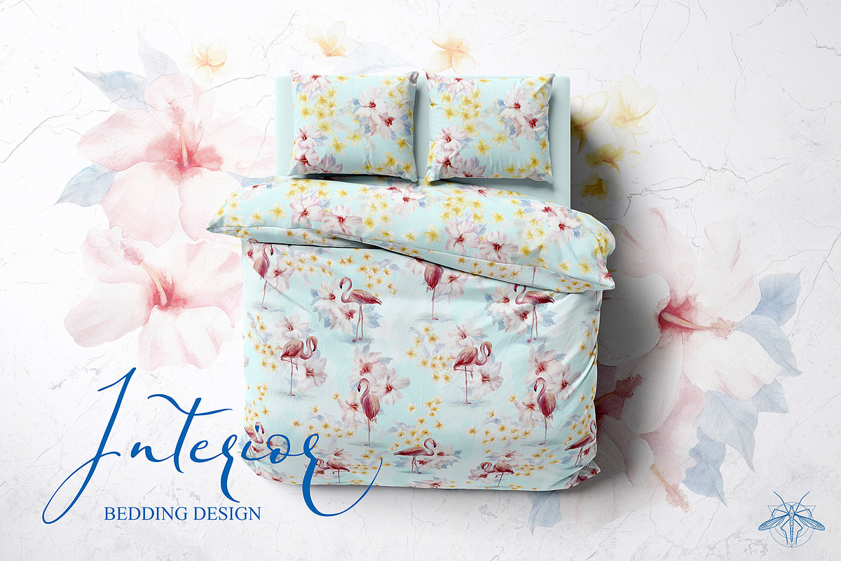 Oasis | Watercolor Flamingo patterns, a Pattern Graphic by Tanya Vollar (Photo 5 of 10)