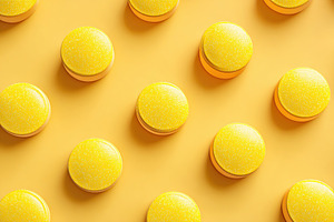 Yellow macarons on a bright background, a Background Photo by AlyaAnd