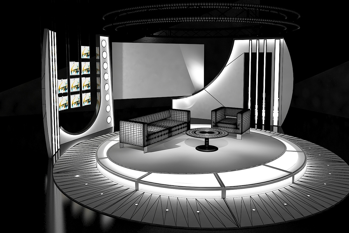 Virtual TV Studio Chat Set 19, a Furniture 3D Model by akerStudio (Photo 4 of 13)