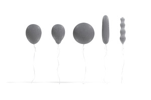 5 White Helium Balloons 3D Model