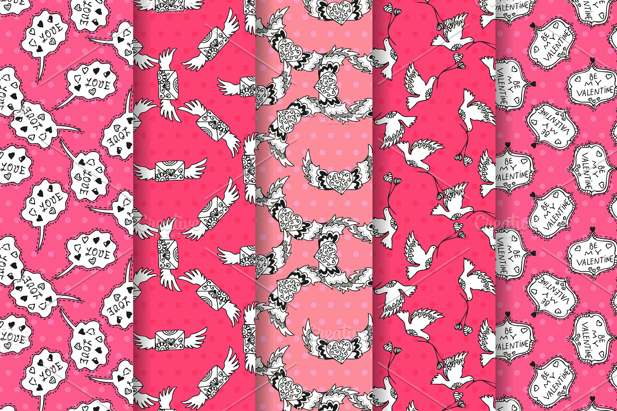 10 Valentine's Day Patterns Set preview 2
