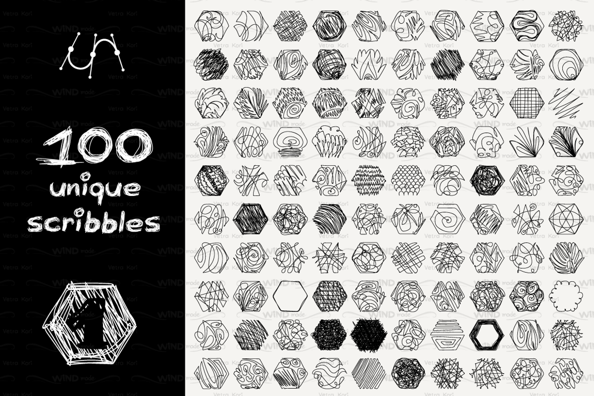 vector geometric scribbles SET-1, a Pattern Graphic by WINDmade
