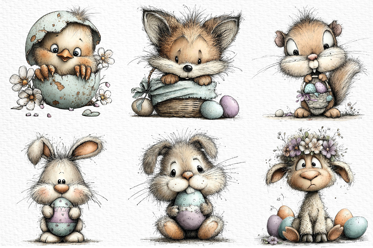 Whimsical Easter Clipart Bundle, an Illustration by Craft Nest (Photo 5 of 11)