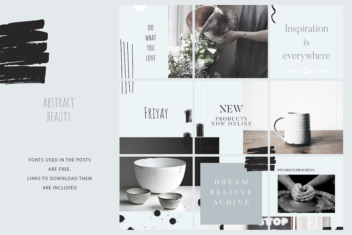 Instagram Puzzle Posts Templates Set