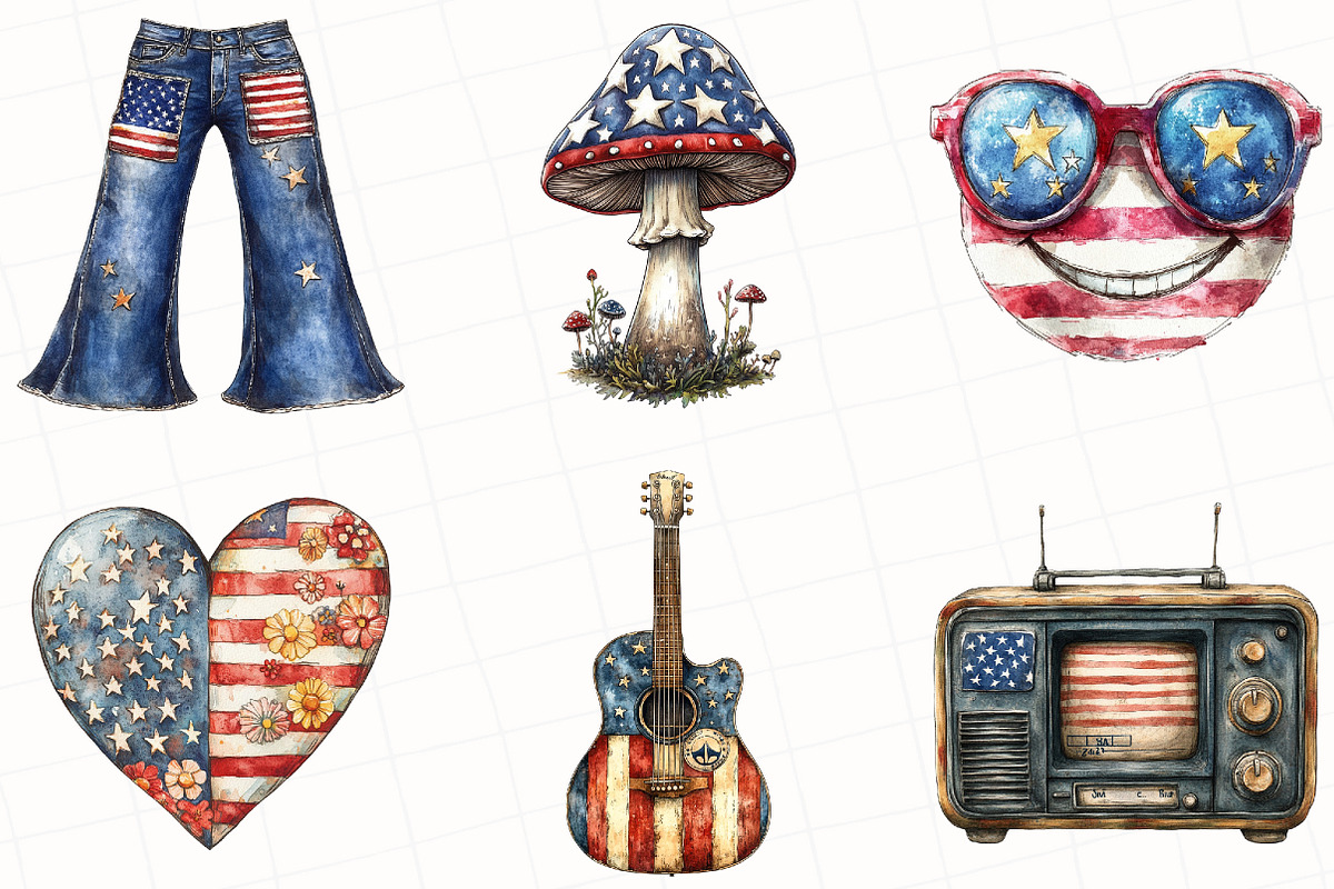 Groovy 4th of July Clipart, an Illustration by OK Design (Photo 4 of 5)