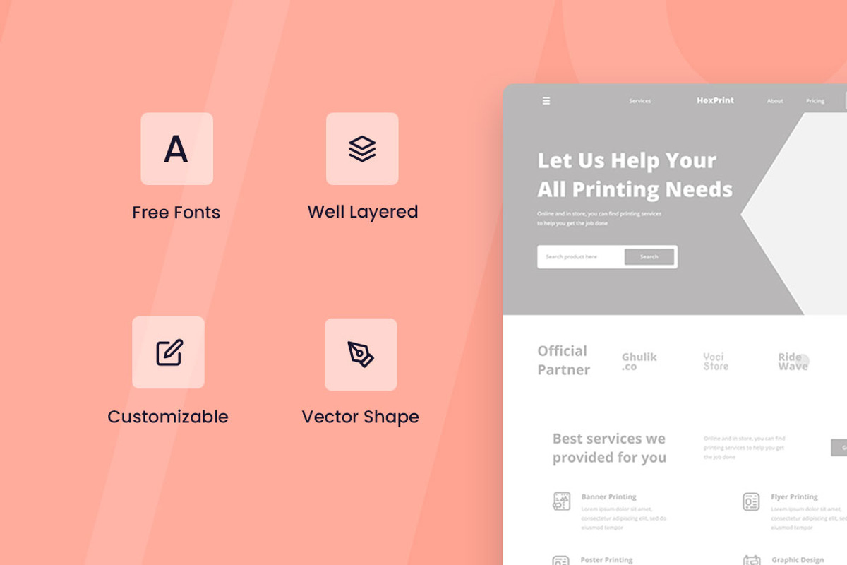 Printing Services Wireframe Website, a Wireframe Template by INSPR STD (Photo 4 of 6)